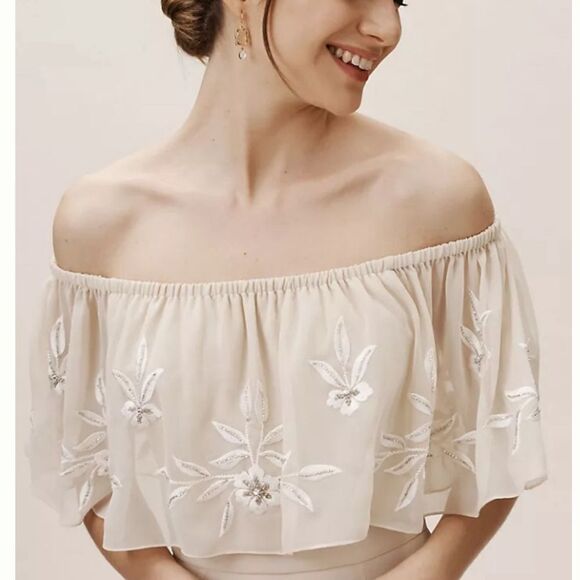 Brittany Dress from BHLDN with floral embroidery and delicate beading. - Picture 8 of 9